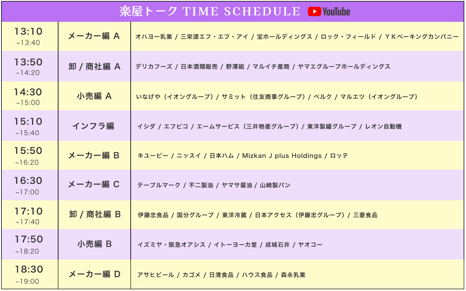 楽屋トークスケジュール